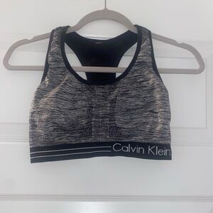 Calvin Klein Women's Black and Gray Sports Bra - Medium